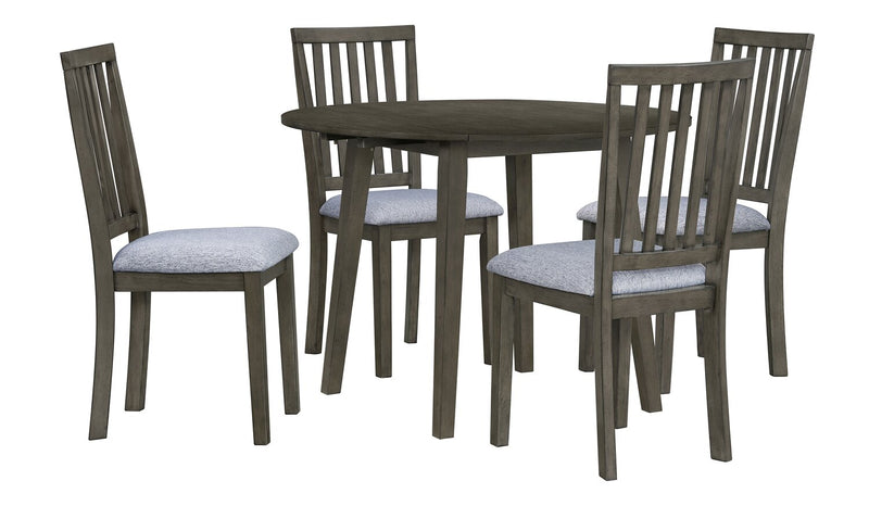 Bryn Dining Chair with Fabric Seat, Slat-Back - Dark Grey