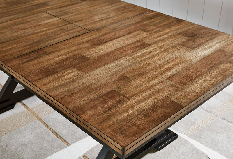 Raven Dining Table, 60-78\"W Self-Storing Butterfly Leaf Extension - Two-Tone Black & Brown