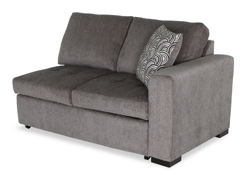 Made in Canada Legend 2-Piece Left-Facing Chenille Fabric Cuddler Sleeper Sectional - Pewter Brown