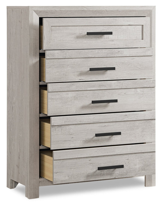 Lark Bedroom Chest of Drawers, 5-Drawer, 35\"W x 47\"H - Rustic White