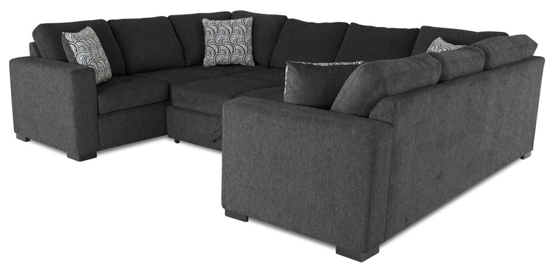 Made in Canada Legend 3-Piece Chenille Fabric Sleeper Sectional - Pepper Grey