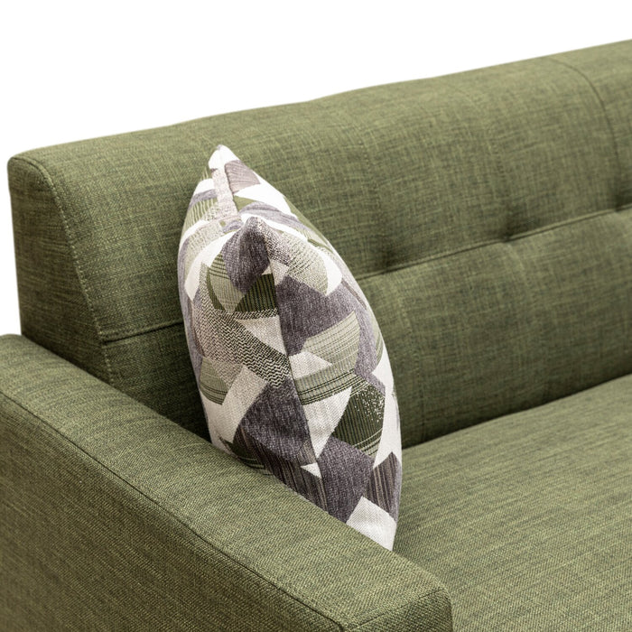 Kort & Co. Freeman 80” Linen-Look Fabric Condo Size Sofa with Wood Legs - Avocado Green