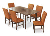 Rain 7pc Dining Set with Table & 6 Orange Chairs, 72\"W - Orange/Brown