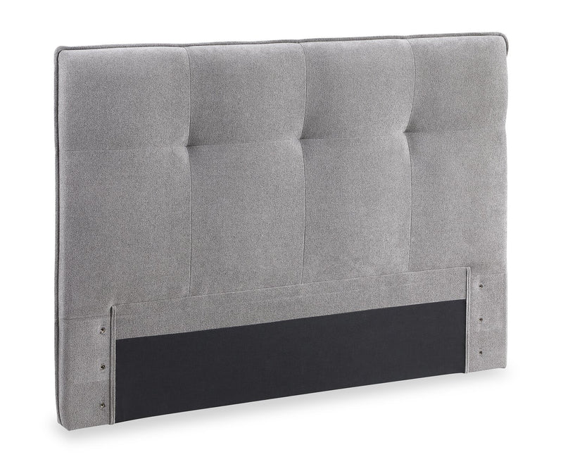 Amos Upholstered Headboard in Grey Fabric, Tufted - Queen Size