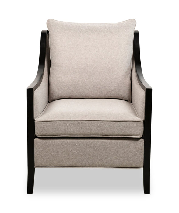 Posh 28.14\" Fabric Accent Chair with Removable Back and Seat Cushions and Wood Legs - Beige