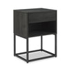 Fynn Bedside 1-Drawer Nightstand with Storage Shelf, 18\"W x 25.75\"H - Brown/Black