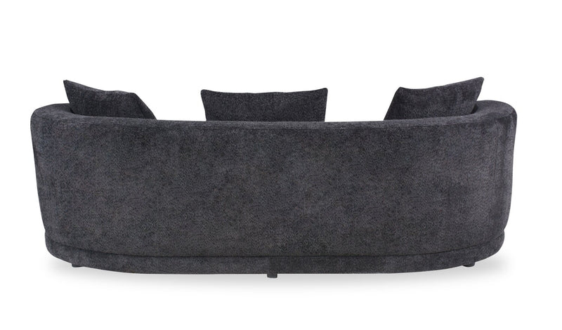 Moon 91\" Fabric Curved Sofa with Accent Pillows - Wooly Raven Black