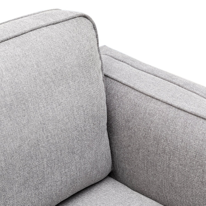 Kort & Co. Kassia 80\" Linen-Look Fabric Condo Size Sofa with Wood Base and Legs - Grey