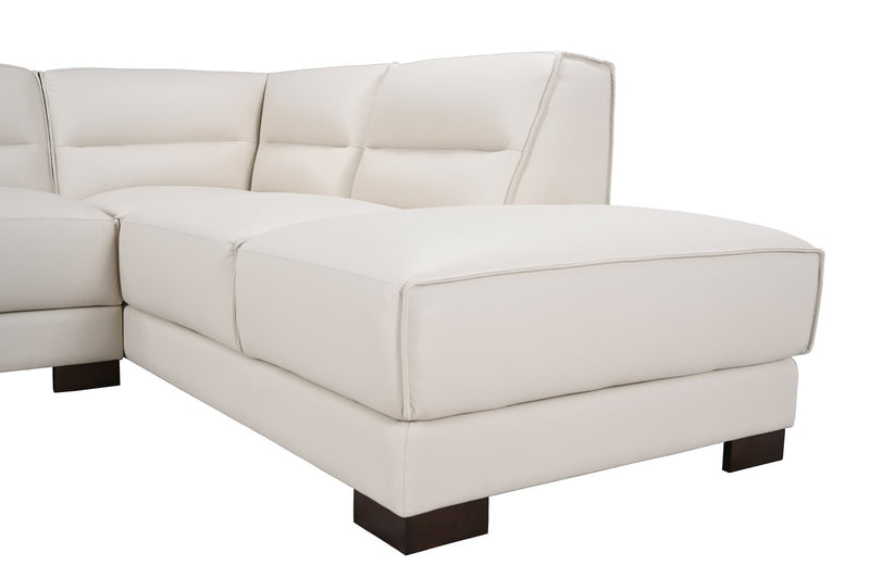 Citadel 2-Piece Right-Facing Top-Grain Genuine Leather Sectional with Wood Legs - Frost White