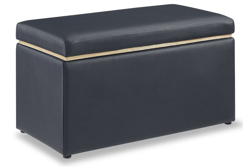 Edmonton 32\" Storage Ottoman - Navy Faux Leather
