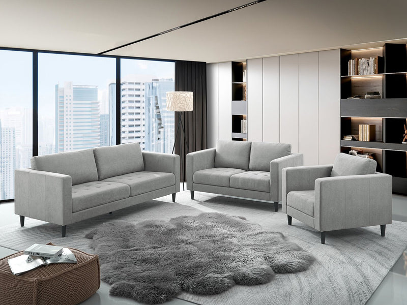 Metro 57\" Fabric Loveseat with Tufted Seat Cushions and Reversible Back Cushions - Grey