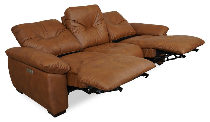 Bello 91.7\" Leather-Look Fabric Power Reclining Sofa - Brown