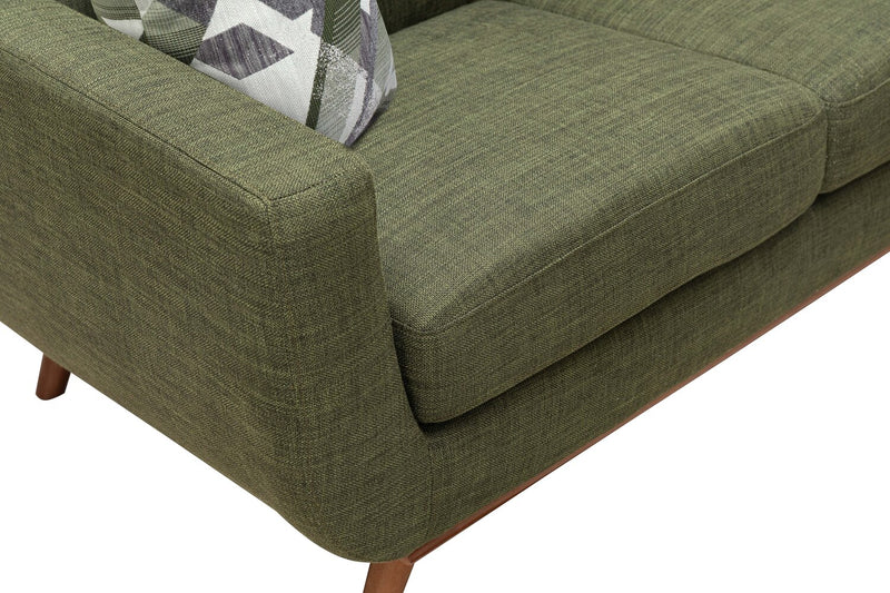 Kort & Co. Freeman 63\" Linen-Look Fabric Loveseat with Wood Legs and Tufted Back Cushions - Avocado Green