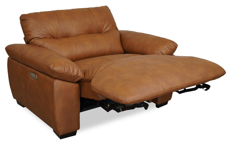 Bello 51.6\" Leather-Look Fabric Power Reclining Chair - Brown