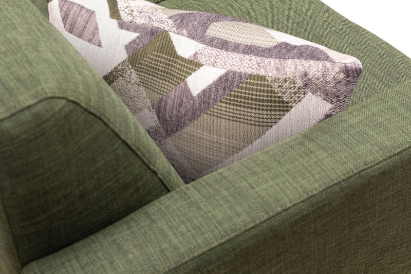 Kort & Co. Freeman 63\" Linen-Look Fabric Loveseat with Wood Legs and Tufted Back Cushions - Avocado Green