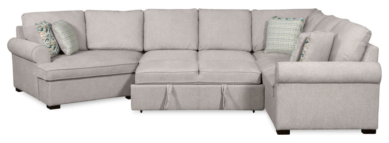 Scott Living Haven 3-Piece Left-Facing Chenille Fabric Cuddler Sleeper Sectional - Grey