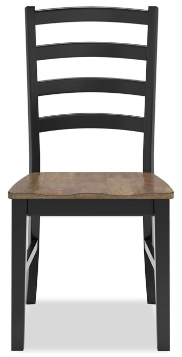 Raven 6pc Dining Package with 60-78\"W Extension Table, Bench & 4 Chairs - Two-Tone Black & Brown