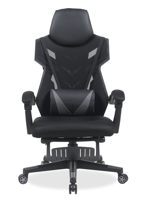 Sparrow 28.3\" Ergonomic Gaming Chair with Lumbar Cushion and Footrest - Black
