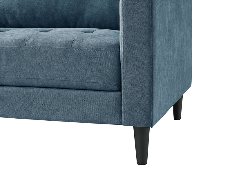 Metro 2-Piece Left-Facing Fabric Sectional with Chaise and Tufted Seat Cushions - Denim Blue