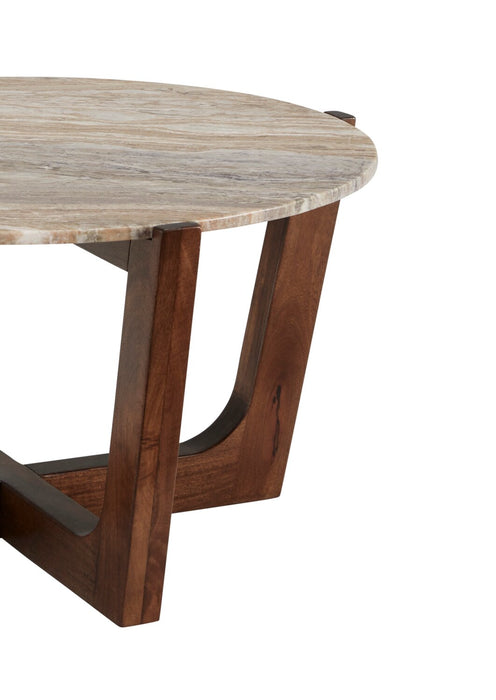 Haydon 36” Modern Coffee Table with Natural Marble - Warm Brown