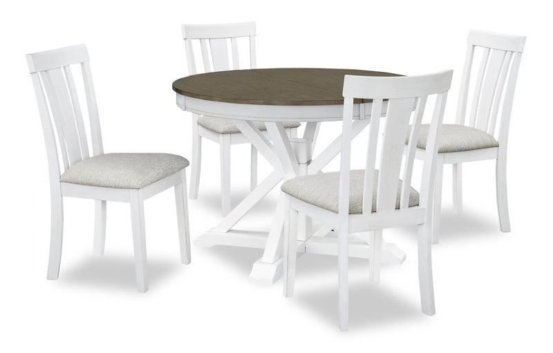Brook Dining Chair with Polyester Fabric - White/Grey