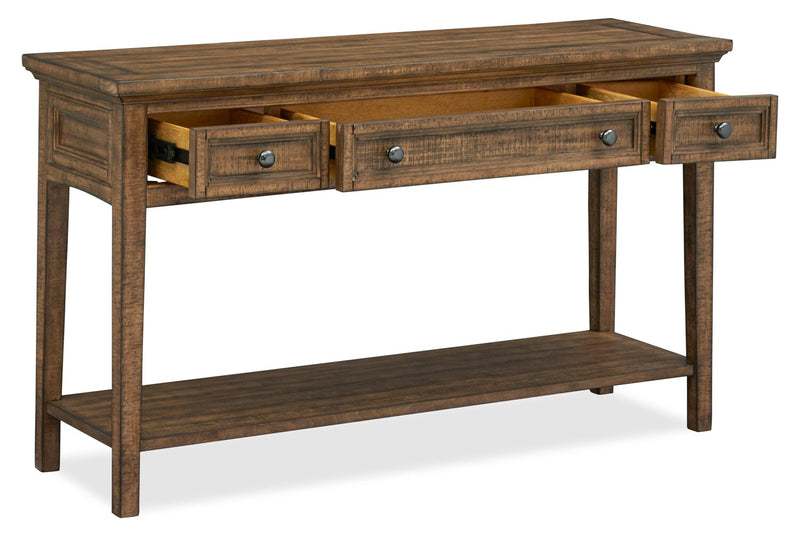 Hanson 50” Traditional Pine Sofa Table with Storage - Toasted Nutmeg