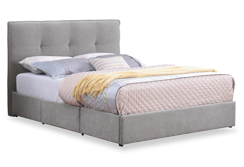 Amos Upholstered Headboard in Grey Fabric, Tufted - Full Size