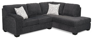 Made in Canada Morgan 2-Piece Right-Facing Chenille Fabric Sectional with Accent Pillows - Grey