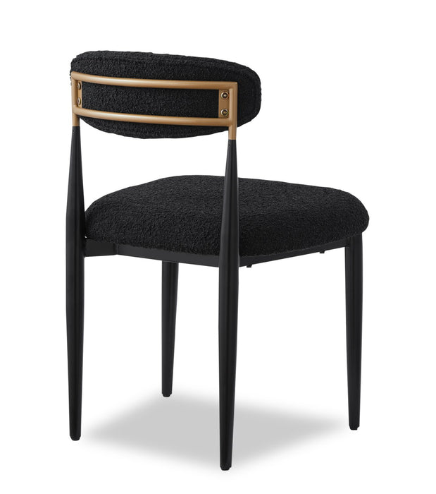 Kort & Co. Capri Dining Chair with Boucle Fabric & Gold Accent, Metal - Black