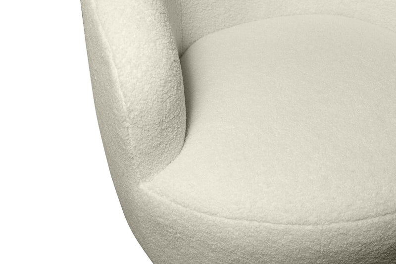 Ivie 28.7\" Chenille Boucle Fabric Curved Swivel Accent Chair - White