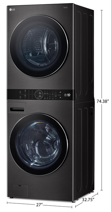 LG 5.8 Washer/7.8 Dryer Cu. Ft. Front-Load High-Efficiency Washtower™ - Black Steel - WKHC252HBA