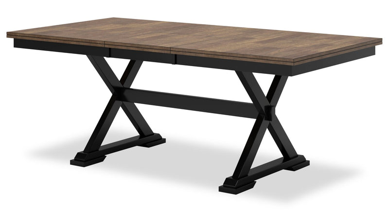 Raven 5pc Dining Package with 60-78\"W Extension Table & 4 Chairs - Two-Tone Black & Brown