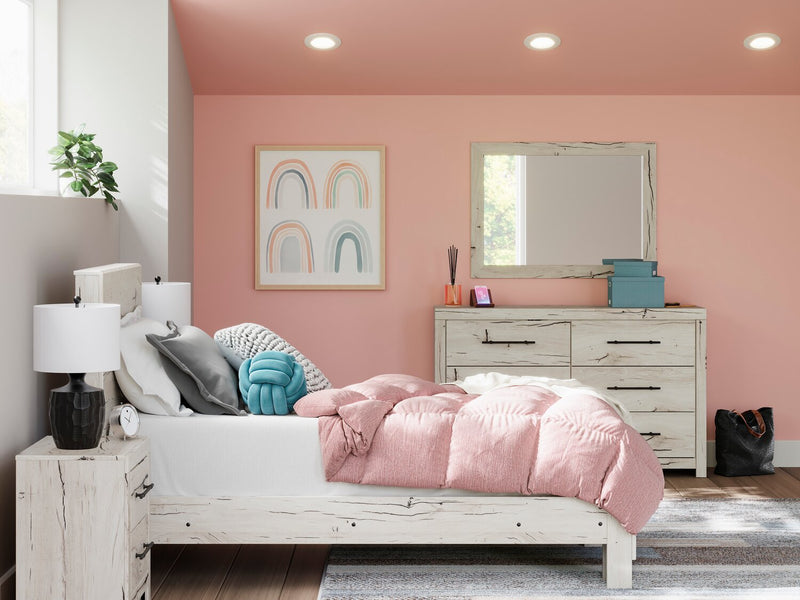 Derekson Panel Bed with Headboard & Frame for Kids, Rustic White - Twin Size