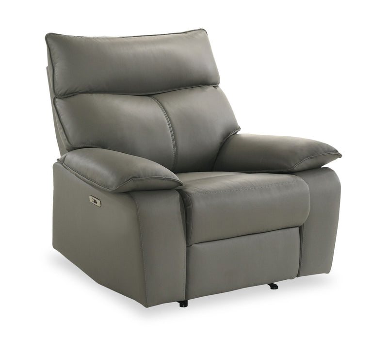 Matteo 42\" Genuine Leather Power Reclining Chair - Aviarah Grey