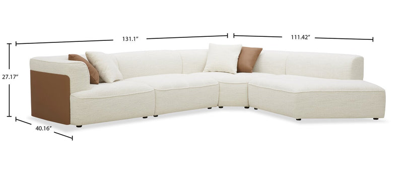 Tribeca 4-Piece Right-Facing Sectional - Pearl