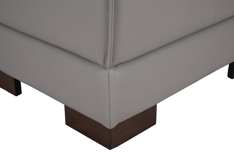 Citadel 28\" Top-Grain Genuine Leather Ottoman with Wood Legs - Grey