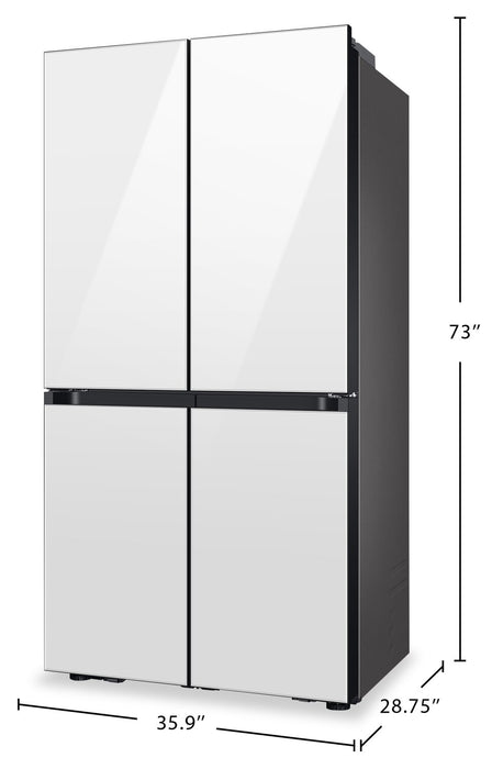 Samsung 36\" 22.8 Cu. Ft. Bespoke Counter-Depth 4-Door Flex™ with Beverage Center Refrigerator - White Glass - RF23DB960012AA