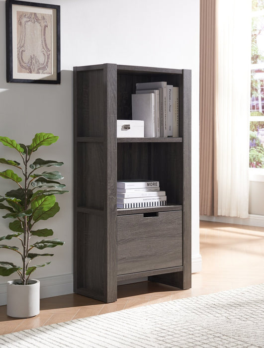 Oscar Owen 22.5\" 2-Shelf Bookcase with File Drawer - Grey
