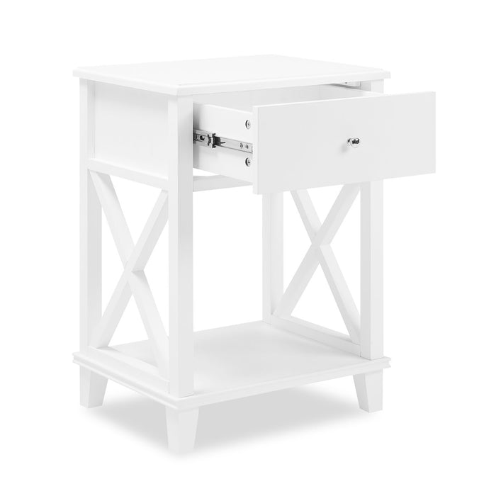 Elle Bedside 1-Drawer Nightstand, 18\"W x 25.75\"H - White