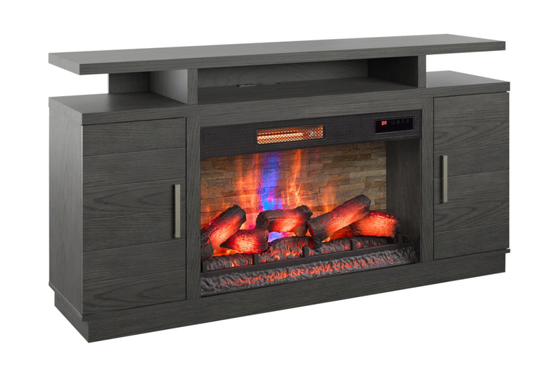 Breya 64\" Modern Electric Fireplace TV Stand with Storage & USB Charging for TVs up to 70\"- Grey