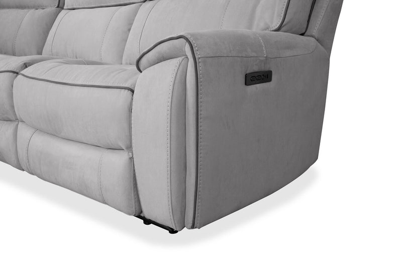 Cindy Crawford Home Newport 6-Piece Faux Suede Power Reclining Sectional with Armless Reclining Chair - Grey