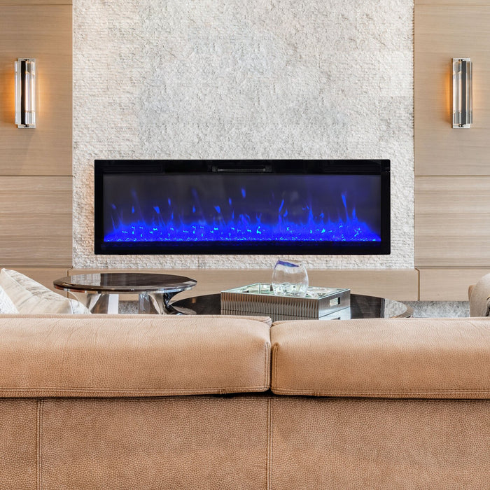 Mirage 60\" Modern Electric Free Standing Wall Mountable Fireplace - Black