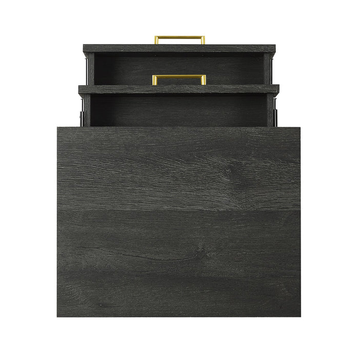 Alia Bedside 2-Drawer Nightstand with Gold Accent, 18\"W x 25.75\"H - Black