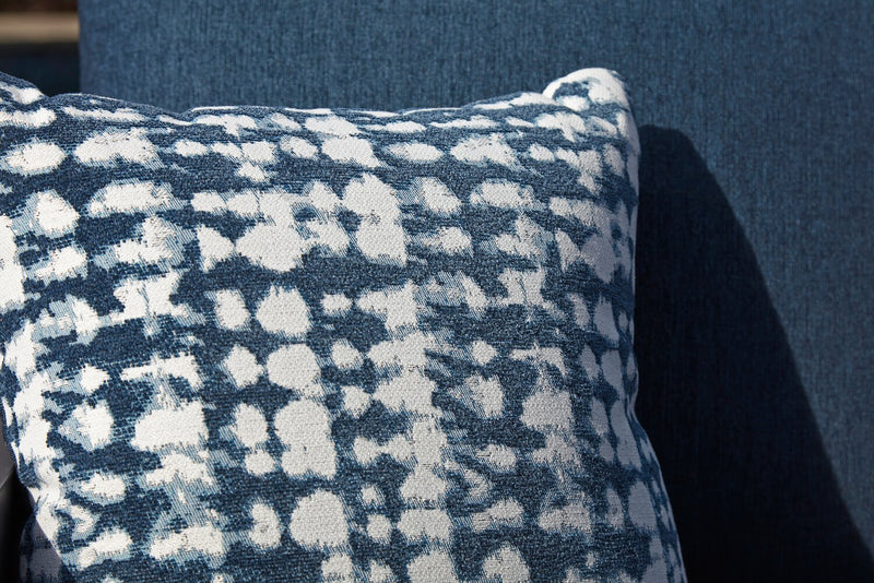 Barrie 4-Piece Outdoor Patio Set with Sofa, 2 Chairs and Table - Aluminum, UV & Weather Resistant  - Blue & Grey