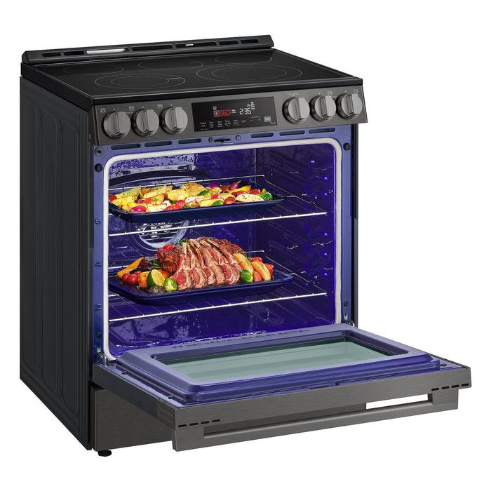 LG 6.3 Cu. Ft. Smart Electric Range with Air Fry – Black Stainless Steel - LSEL6333ZE