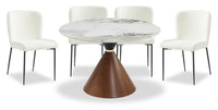 Alwin 5pc Dining Set with Table & 4 Chairs, Sintered Stone Top, Metal, 47.25