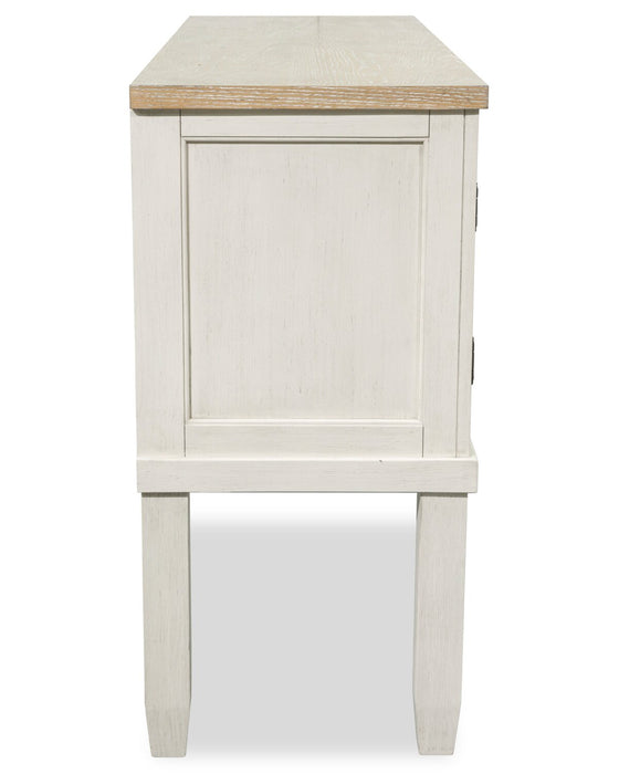 Quill Dining Server with Storage & Drawers, 56\"W - Antique White & Brown