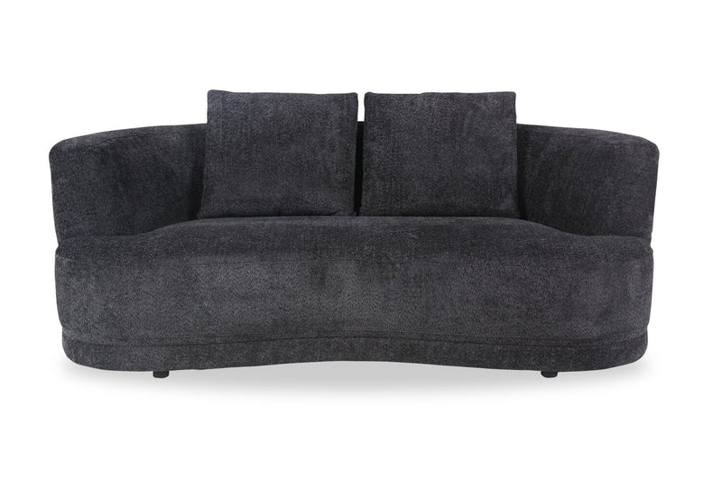Moon 78\" Fabric Curved Loveseat with Accent Pillows - Wooly Raven Black