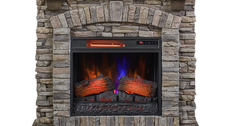 Montana 43.5” Rustic Electric Fireplace - Grey Stone