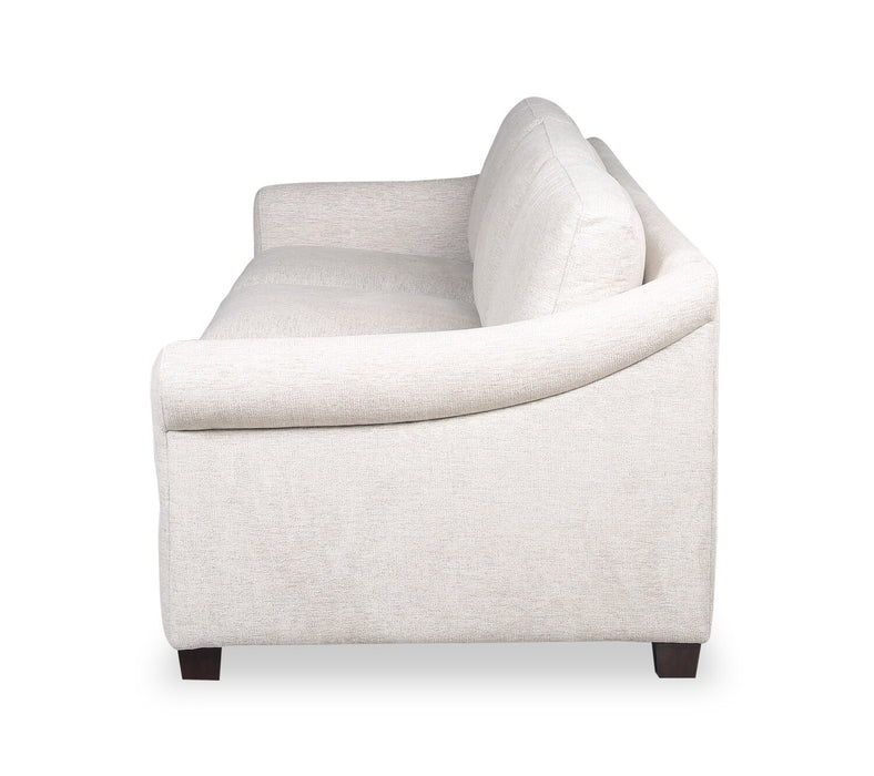 Mallie 84\" Chenille Fabric Sofa with Rolled Arms and Wood Legs - Shell White
